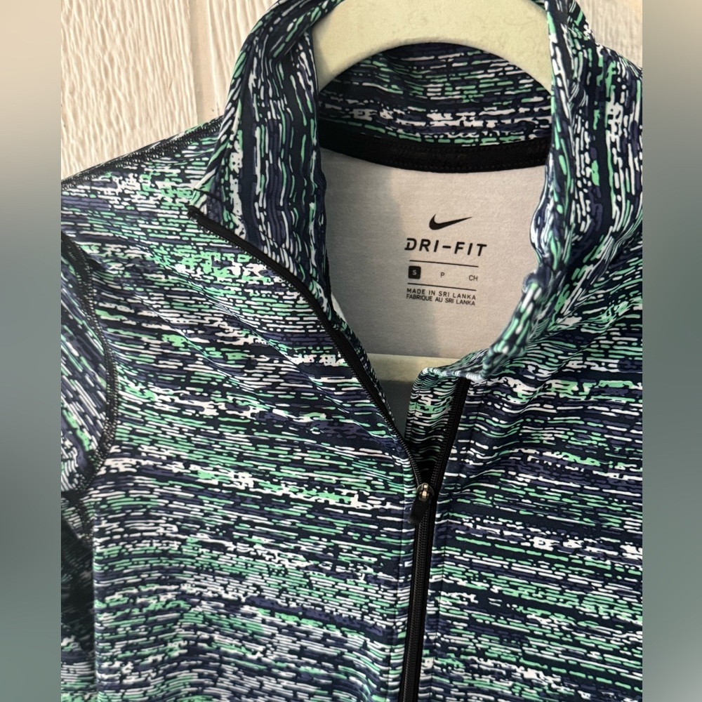 Nike Dri-FIT Quarter Zip Long Sleeve Women’s Small Blue Green